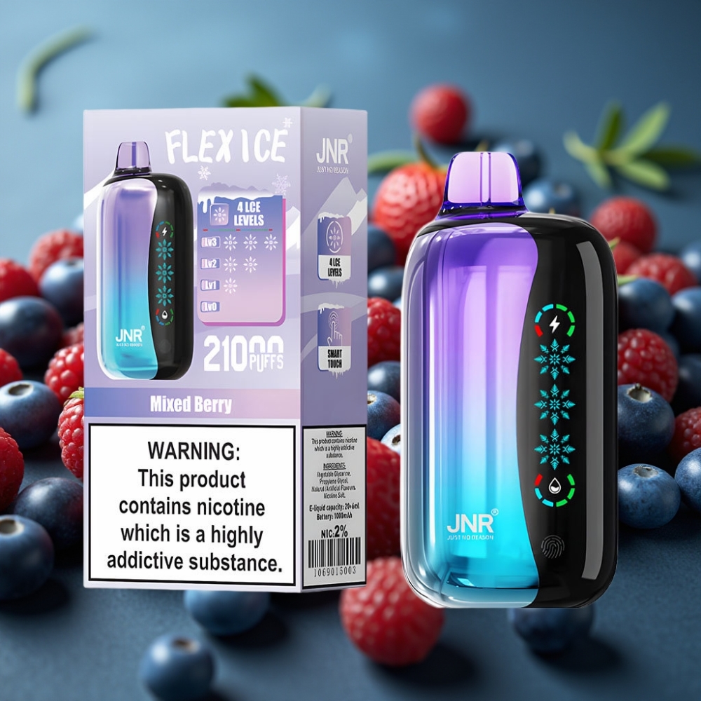 JNR Flex Ice 21000 Puffs شريط توت متنوع مع شاشة لمس وضبط هواء