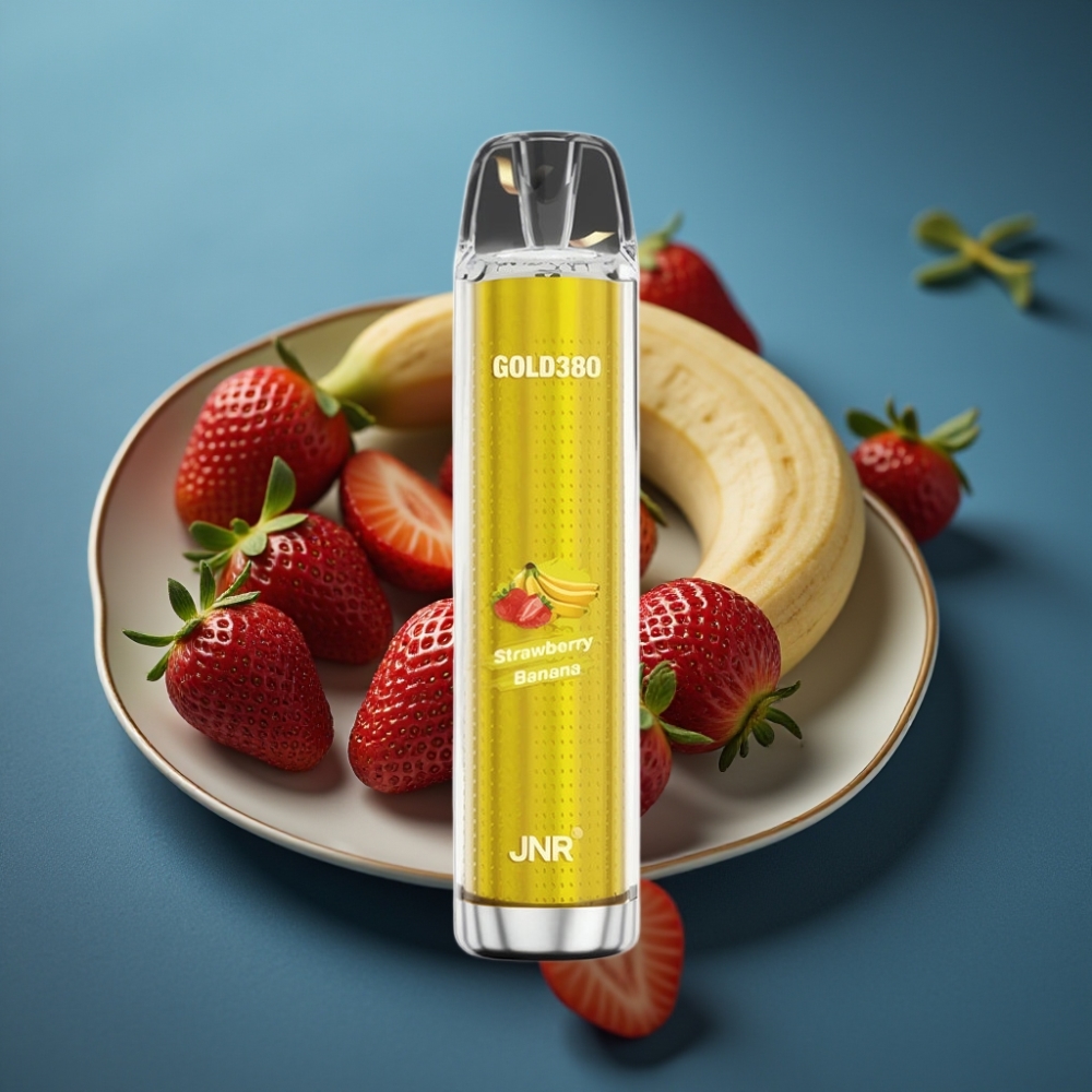 JNR Gold380 6000 Puffs فيب قابل للتصرف بنكهة الفراولة والموز - 13مل، 1500مللي أمبير