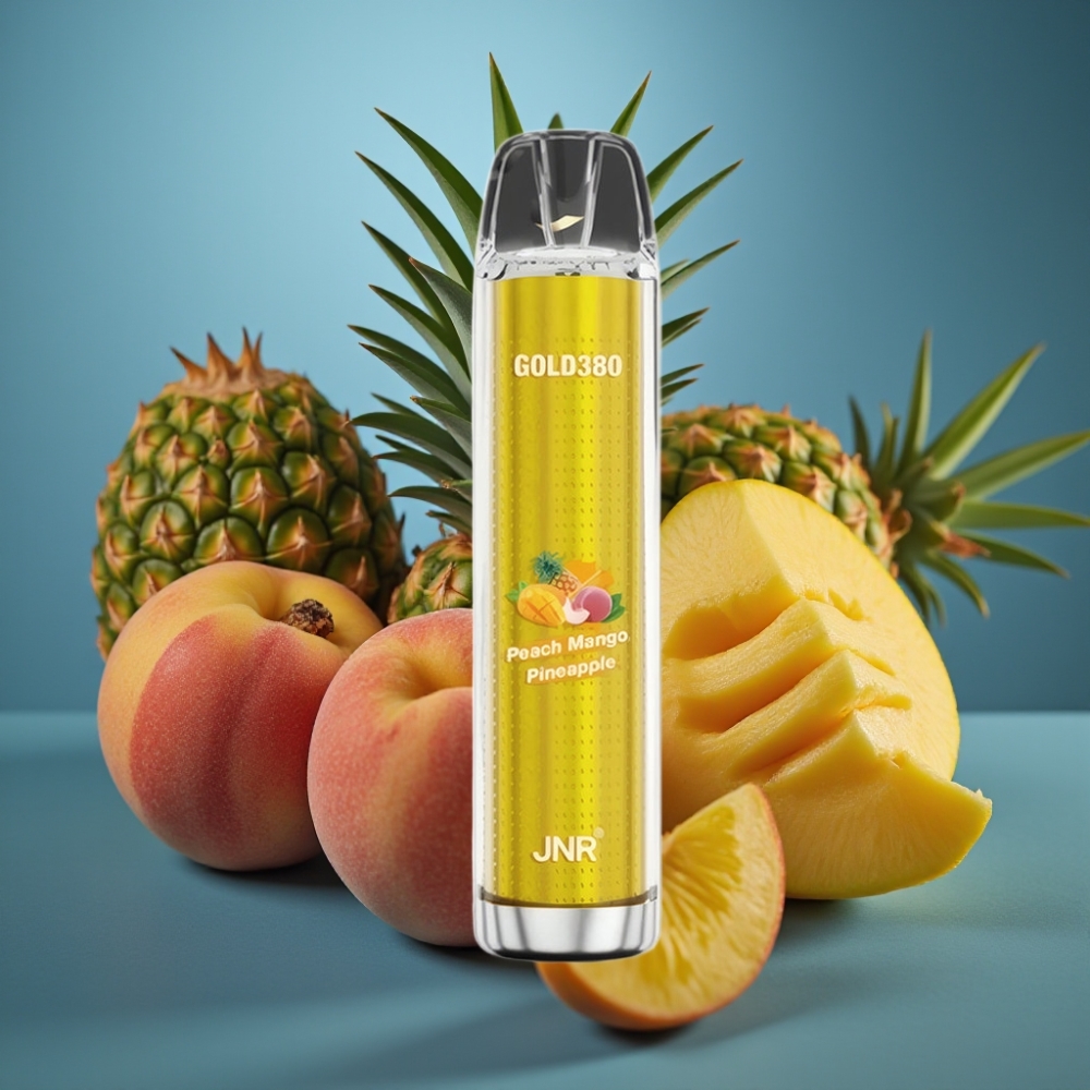 JNR Gold380 6000 نفخة فيب قابل للتخلص بنكهة الخوخ والمانجو والأناناس