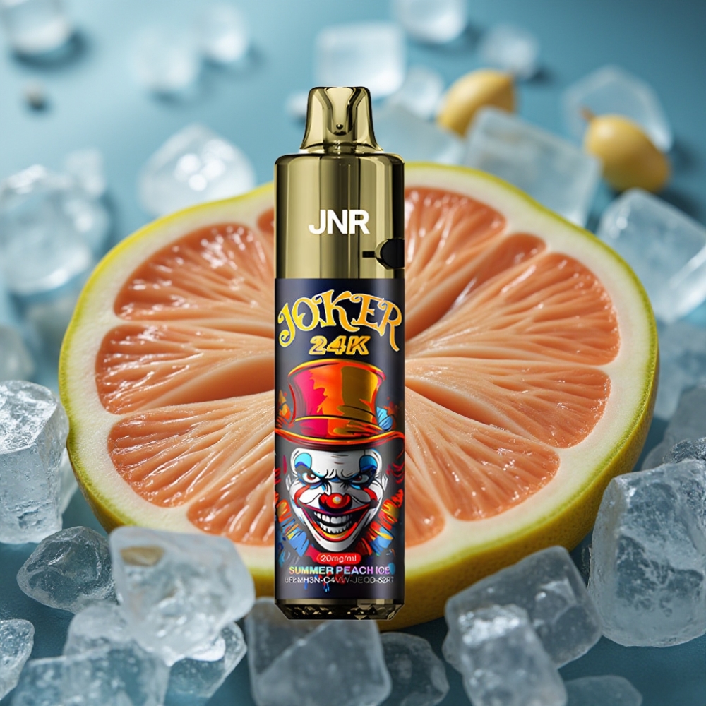JNR Joker 24K Puffs Disposable Vape - خوخ صيفي مثلج (Summer Peach Ice) - 2% نيكوتين - 800mAh - شحن Type-C