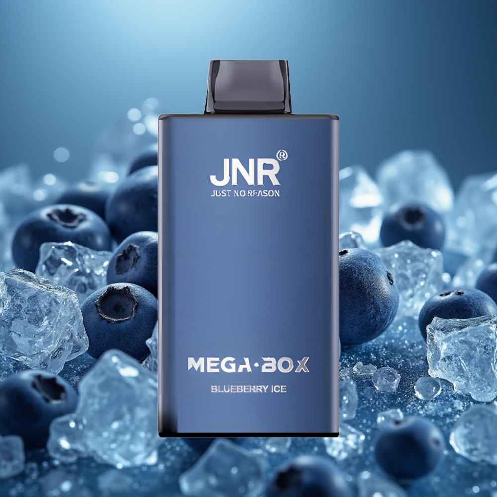 JNR Mega Box 25000 Puffs بخاخة تبخير بتوت أزرق جليدي - 30مل، شحن سريع، بطارية 850mAh