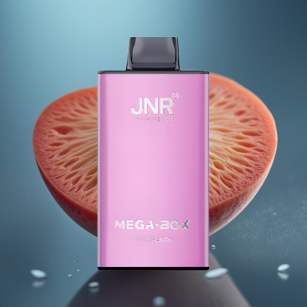 JNR Mega Box 25000 Puffs بخوخ عصيري - 30ml، شحن سريع Type-C