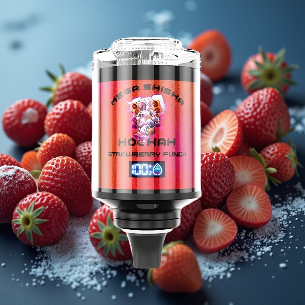 JNR Mega Shisha Hookah 100K شريحة ذكية بطارية 2200 مللي أمبير بنكهة الفراولة بنش
