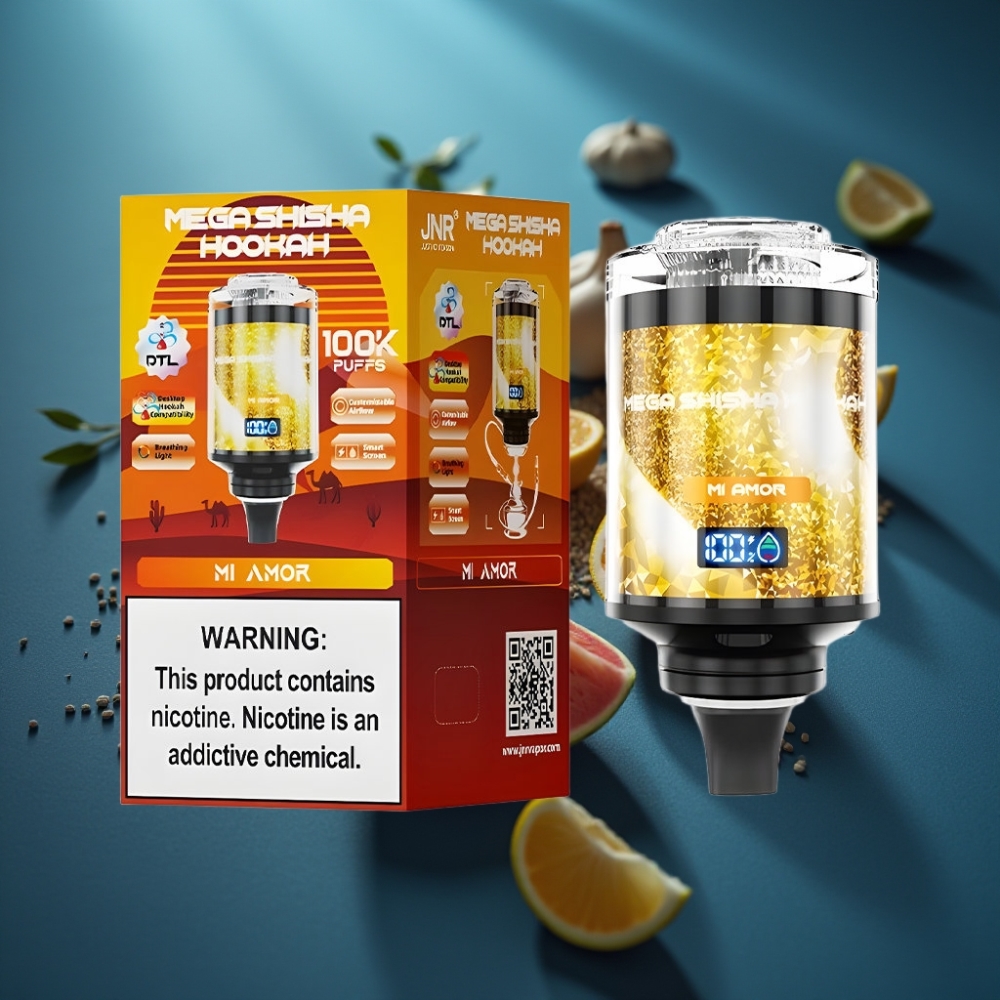 JNR Mega Shisha Hookah 100K شاشة ذكية 60ml هواء قابل للتعديل مي أمور