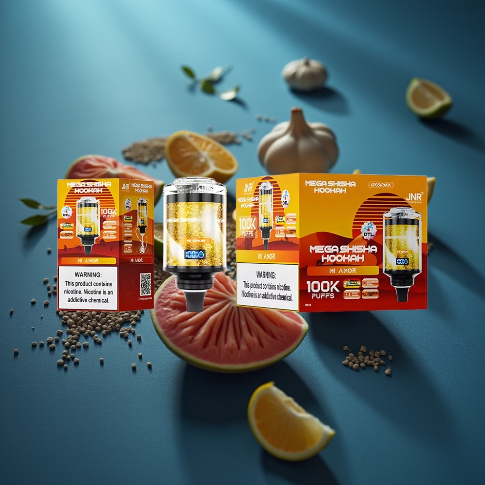 JNR Mega Shisha Hookah 100K شاشة ذكية 60ml هواء قابل للتعديل مي أمور