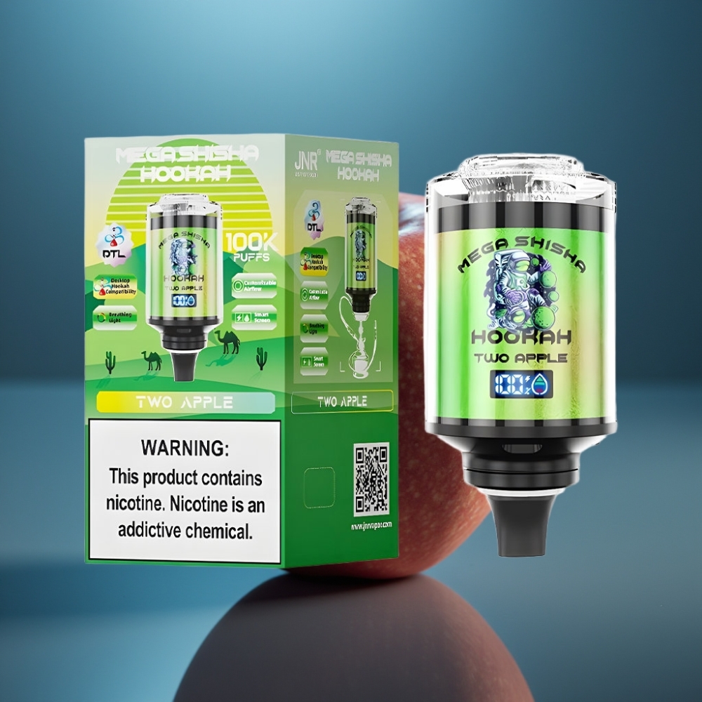 JNR Mega Shisha Hookah 100K Desktop Compatibility تفاحتين (Two Apple) – 2200mAh شاشة ذكية