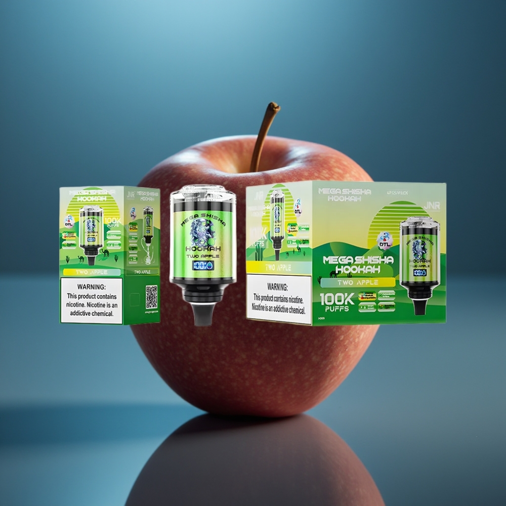 JNR Mega Shisha Hookah 100K Desktop Compatibility تفاحتين (Two Apple) – 2200mAh شاشة ذكية