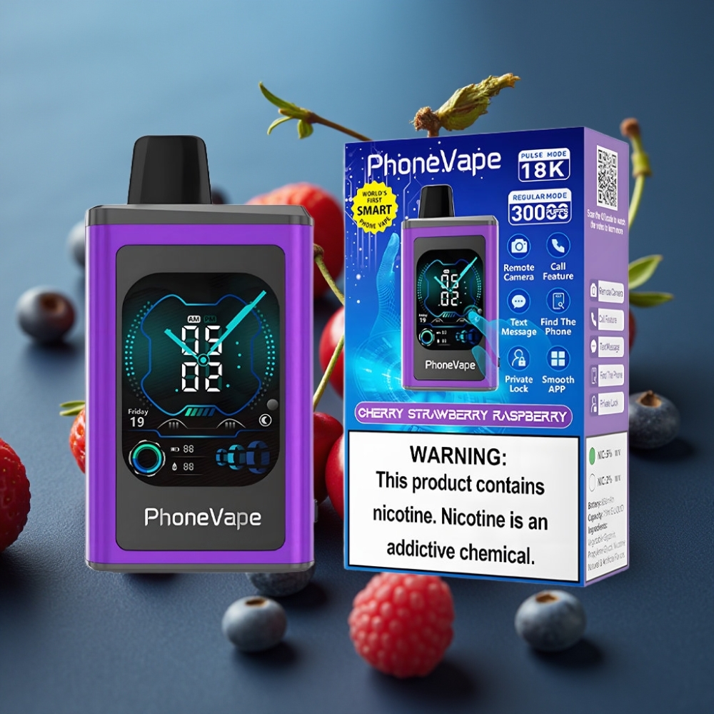 JNR PhoneVape 30000 نَفخة بطارية 850mAh شاحن Type-C كرز فراولة توت