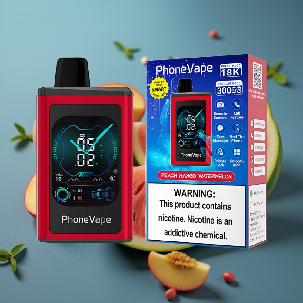 JNR PhoneVape 30000 نَفخة بطارية 850mAh شحن Type-C نكهة خوخ مانجو بطيخ