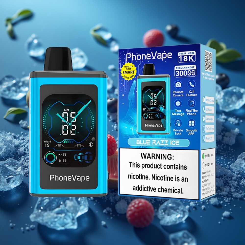 JNR PhoneVape 30000 نَفَث بطارية 850mAh شاحن Type-C تحكم بالتطبيق نكهة توت أزرق مثلج