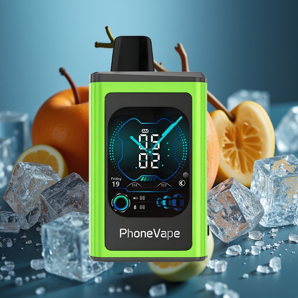 JNR PhoneVape 30000 نفخة بخاخ قابل لإعادة الشحن نوع سي تفاح حامض مثلج