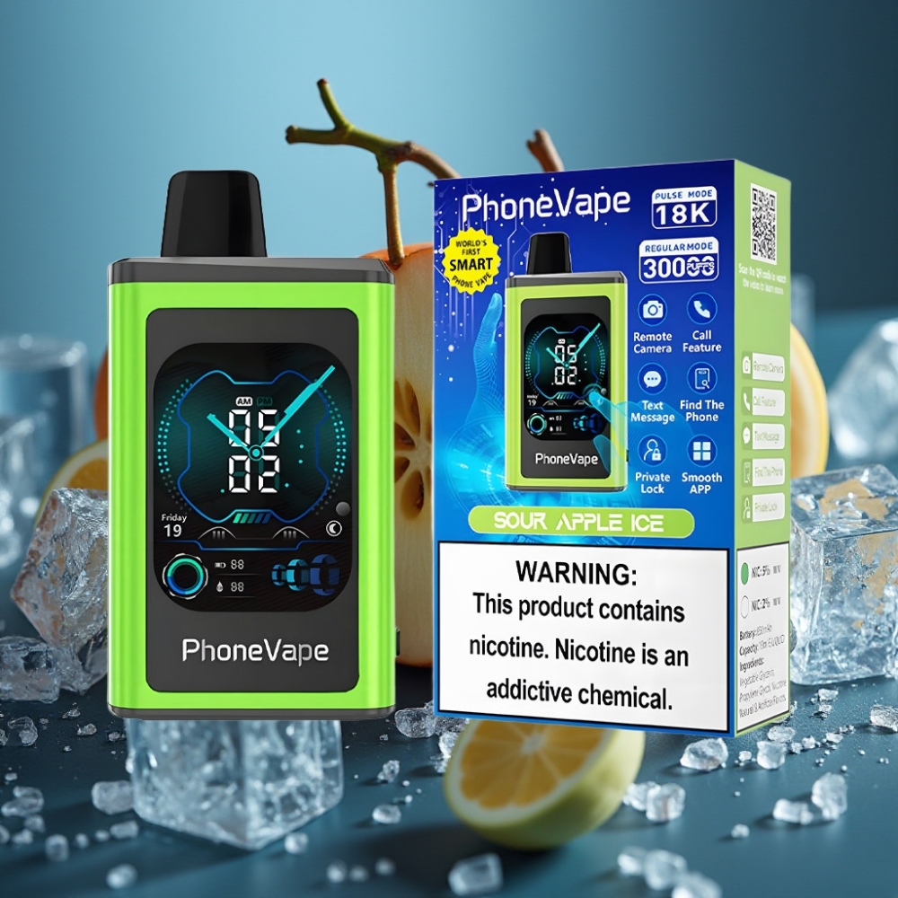JNR PhoneVape 30000 نفخة بخاخ قابل لإعادة الشحن نوع سي تفاح حامض مثلج