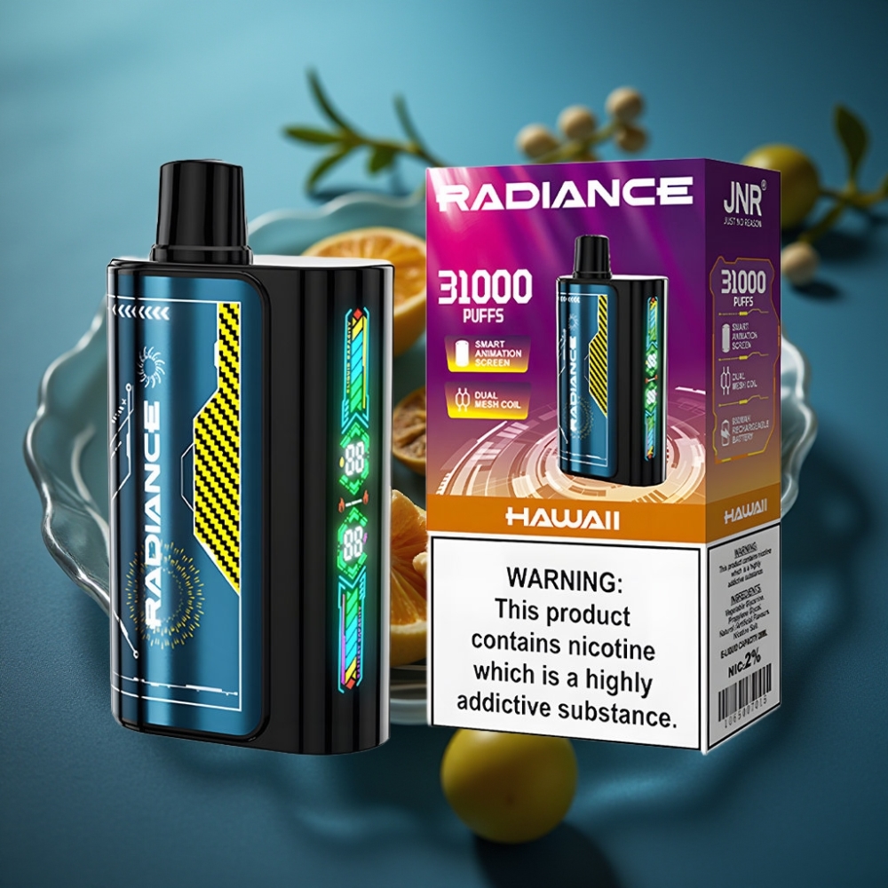 JNR Radiance 31000 Puffs Disposable Vape هاواي - شاشة ذكية، بطارية قابلة لإعادة الشحن