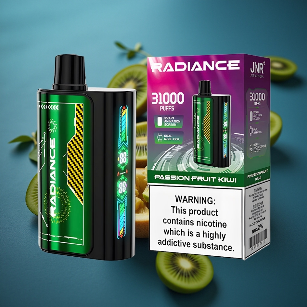 JNR Radiance 31000 Puffs بشاشة ذكية ونكهة فاكهة العاطفة والكيوي