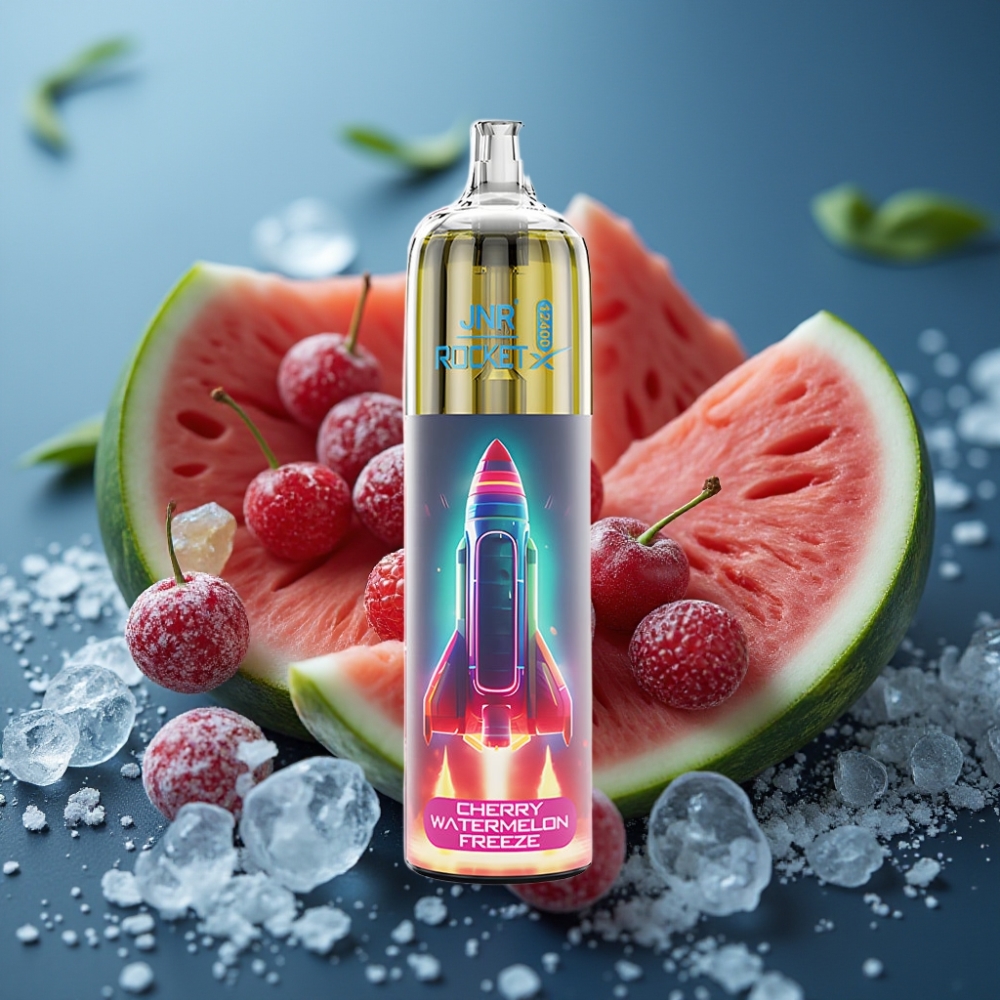 JNR Rocket-X 12400 Puffs مع نكهة الكرز والبطيخ وتدفق هواء قابل للتعديل