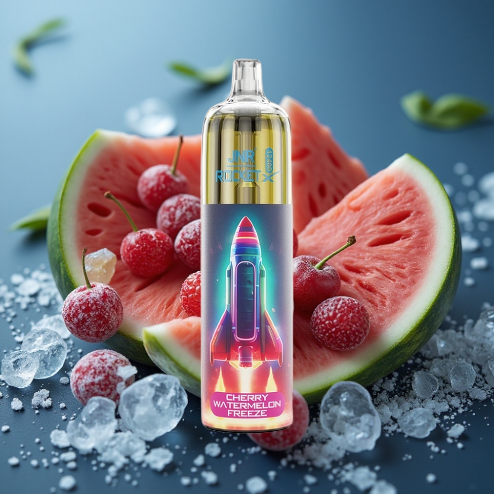 JNR Rocket-X 12400 Puffs مع نكهة الكرز والبطيخ وتدفق هواء قابل للتعديل