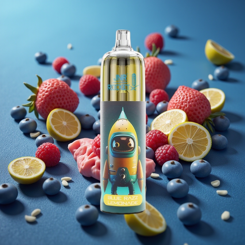 JNR Rocket-X 12400 نفخة تبخير قابل للتخلص مع تدفق هواء قابل للتعديل ونكهة التوت الأزرق والليموناضة