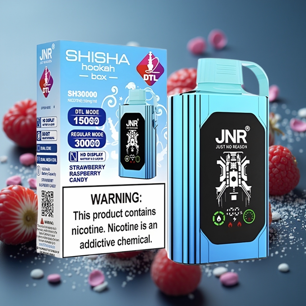 JNR Shisha Hookah Box 20500 Puff - فراولة توت عُلي (Strawberry Raspberry) - شاشة HD - 25مل - شحن Type-C