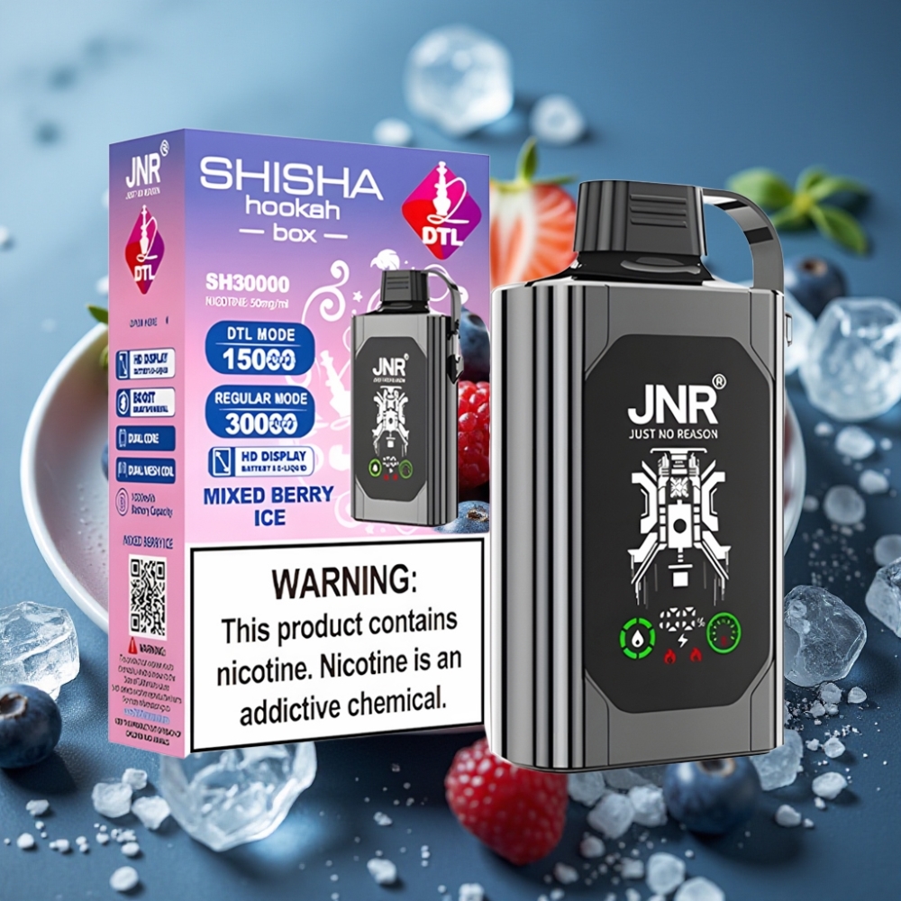 JNR Shisha Hookah Box 20500 Puffs شيشة مزاج التوت المثلج بشاشة HD وملف مزدوج