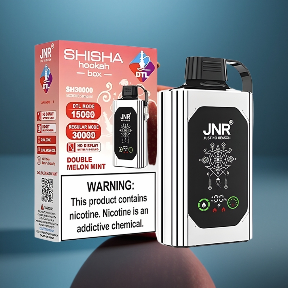JNR Shisha Hookah Box 20500 نفخة - تفاح مزدوج - شاشة عالية الدقة - ملف مزدوج