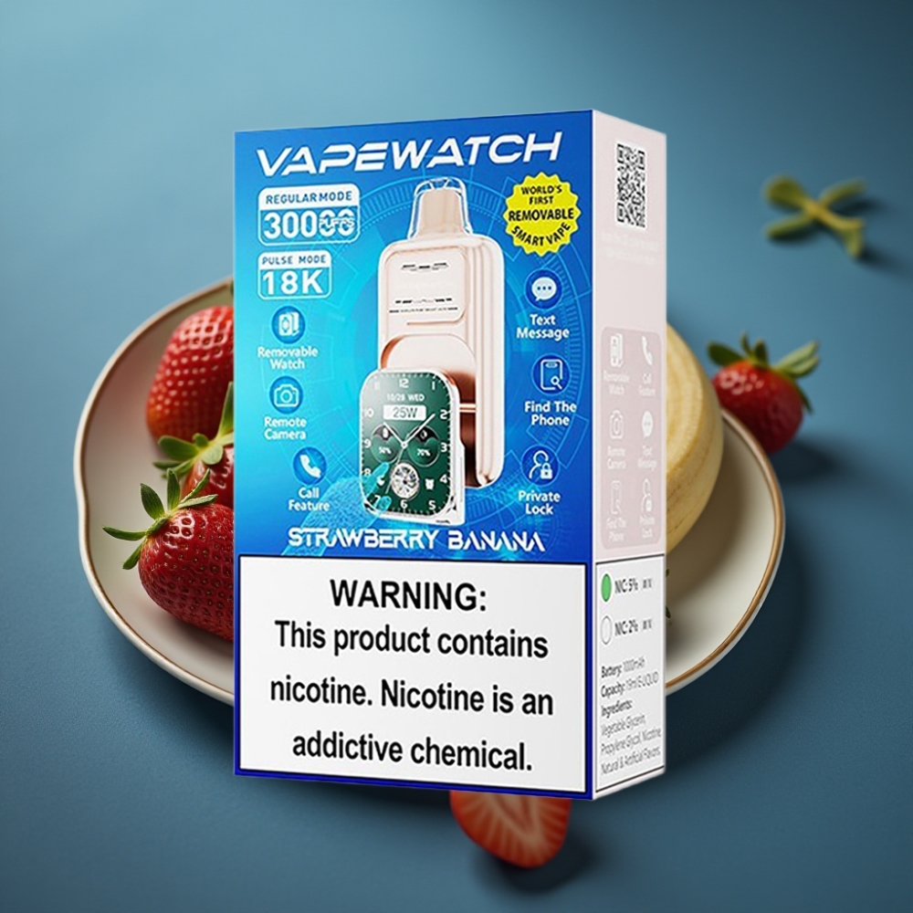 JNR VapeWatch 30000 دفعة - فراولة موز - سعة 19مل / شحن سريع Type-C