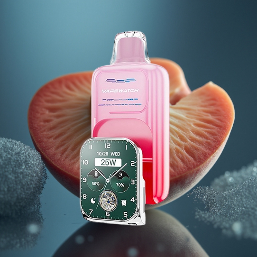 JNR VapeWatch 30000 Puffs بخوخ جورجيا - 19mL، 5% نيكوتين، شحن Type-C