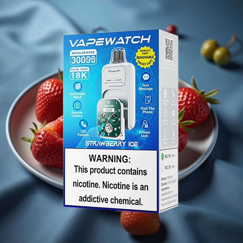 JNR VapeWatch 30000 Puffs فراولة مثلج بشاحن Type-C وسعة 19mL