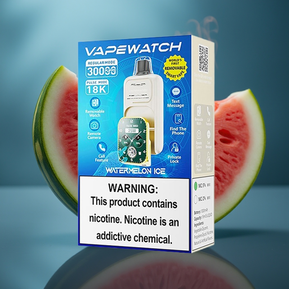JNR VapeWatch 30000 Puffs بطيخ مثلج بشاحن سريع Type-C وسعة 19mL