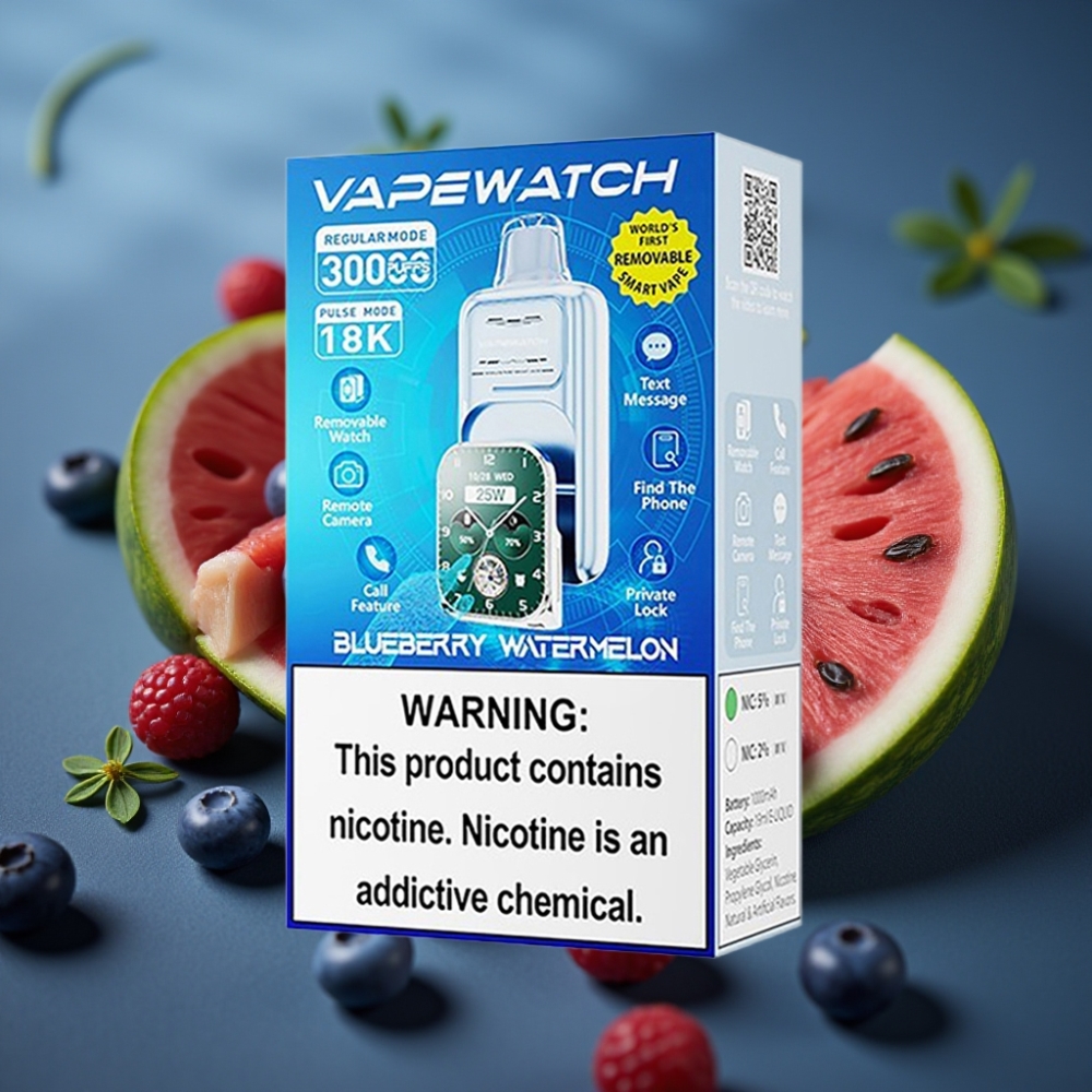 JNR VapeWatch 30000 Puffs بطاقة مزدوجة - بطيخ وعنب أزرق