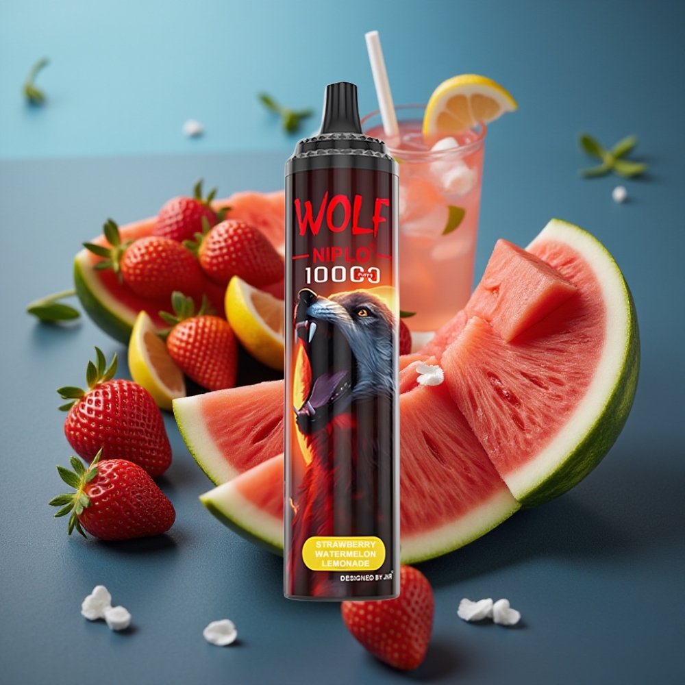 JNR Wolf Niplo 10000 Puffs فراولة بطيخ ليموناضة - 20مل / 5% نيكوتين / شحن Type-C