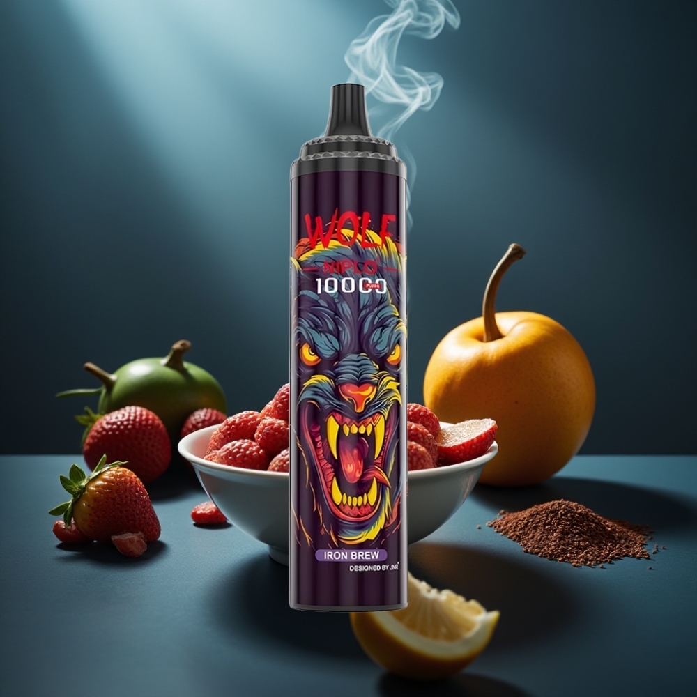 JNR Wolf Niplo 10000 Puffs Mesh 1.0 Ohm Iron Brew عصير الحديد