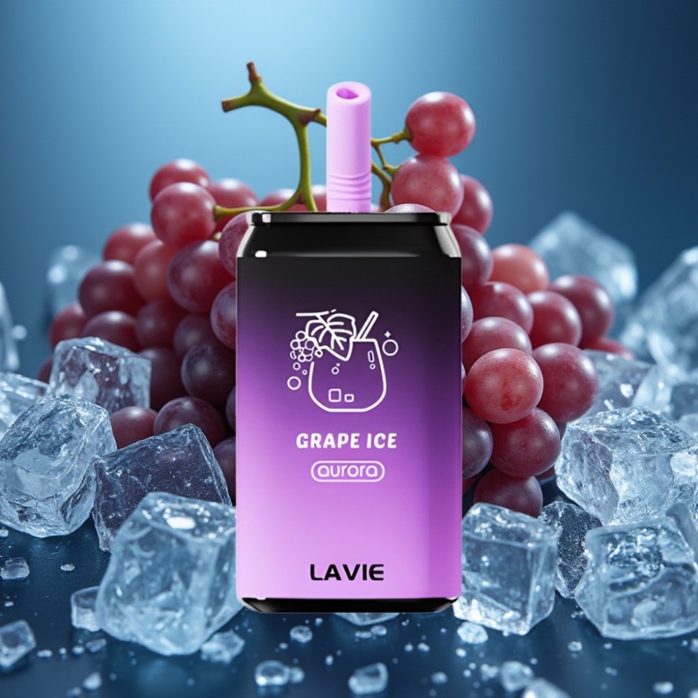 Lavie Aurora 11000 نفخة بنكهة عنب مثلج - 22مل، 650 مللي أمبير، شحن Type-C