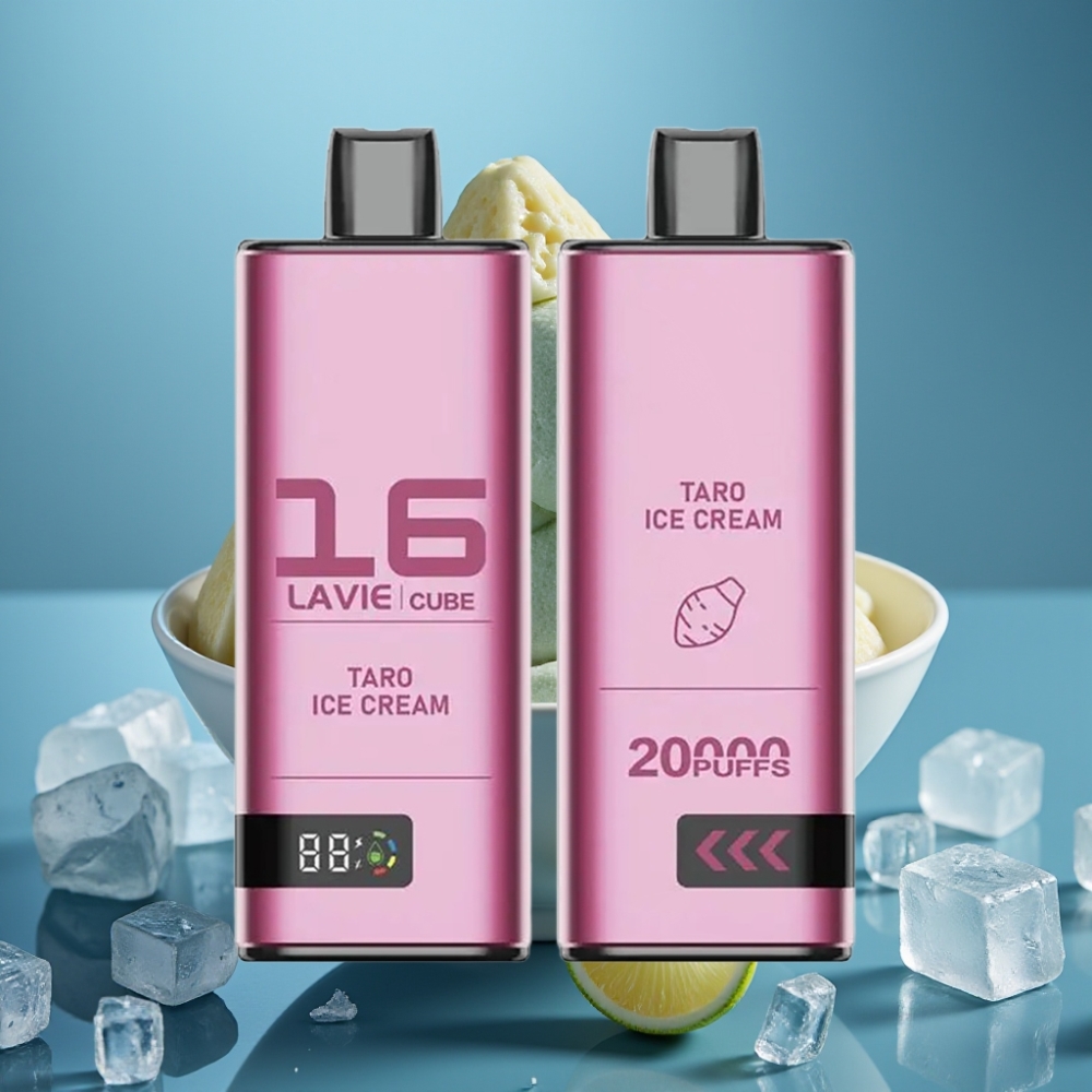 Lavie Cube 20000 نفخة أبخرة متنكهة تارو آيس كريم - 28مل، 5% نيكوتين، شحن نوع سي