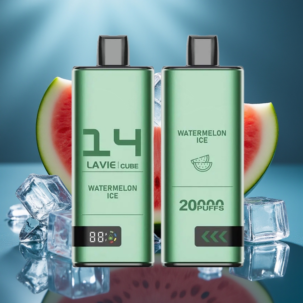Lavie Cube 20000 نفخة سيجارة إلكترونية بطعم بطيخ مثلج - 2% أو 5% نيكوتين، 28مل، شحن Type C