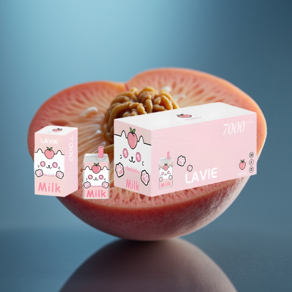 Lavie Milk 7000 Puffs عصير الخوخ وحليب - 16ML، 5% نيكوتين، شحن Type-C