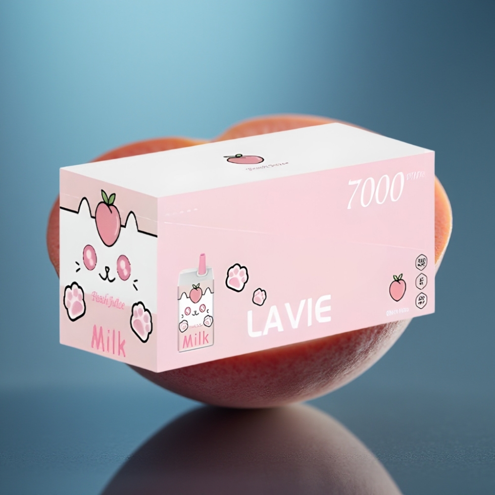 Lavie Milk 7000 Puffs عصير الخوخ وحليب - 16ML، 5% نيكوتين، شحن Type-C