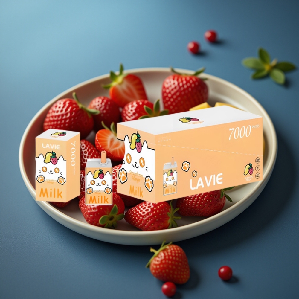 Lavie Milk 7000 Puffs - فراولة مانجو (Strawberry Mango) - 16ML - 5% نيكوتين