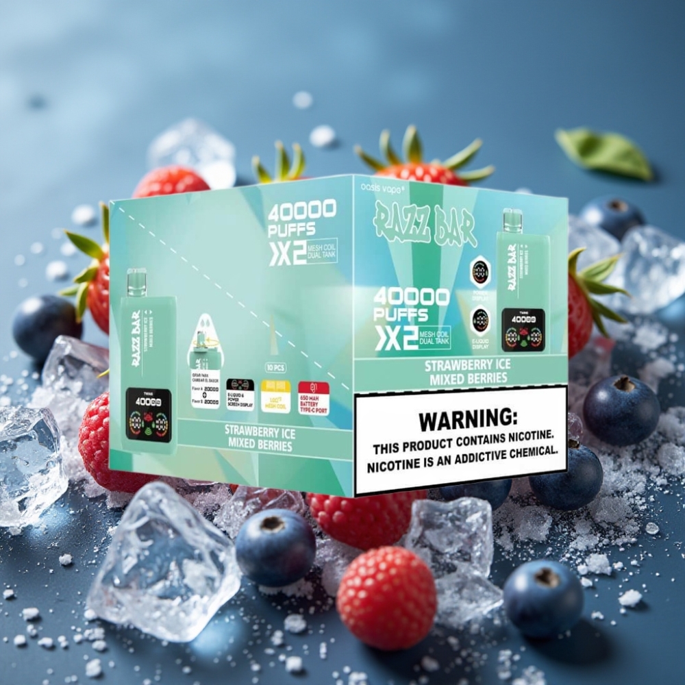 Razz Bar 40000 نفخة شيشة إلكترونية - فراولة آيس وتوت مشكل