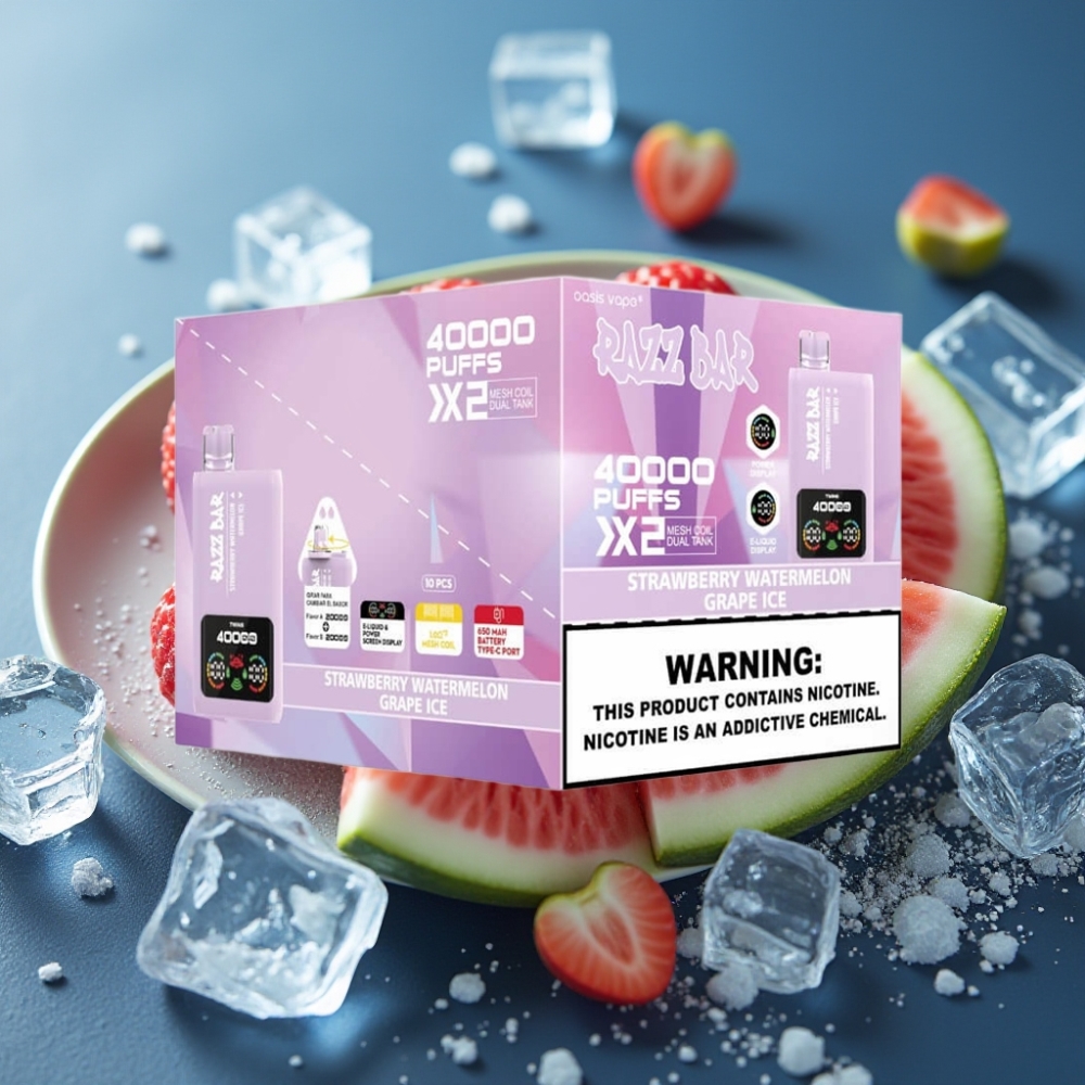 Razz Bar 40000 بواف سجائر الإلكترونية فراولة بطيخ & عنب مثلج