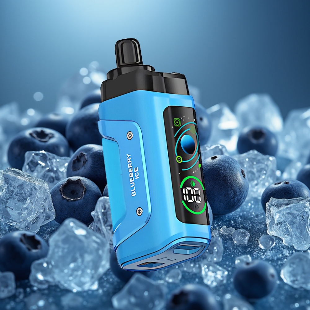 Razz Bar 45000 نفخة جهاز تبخير قابل للتخلص منه بنكهة التوت الأزرق المثلج مع بطارية 650 مللي أمبير وشاحن Type-C