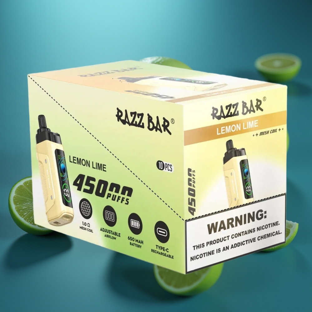 Razz Bar 45000 Puff Disposable Vape Mesh Coil ليمون لايم نوع-C