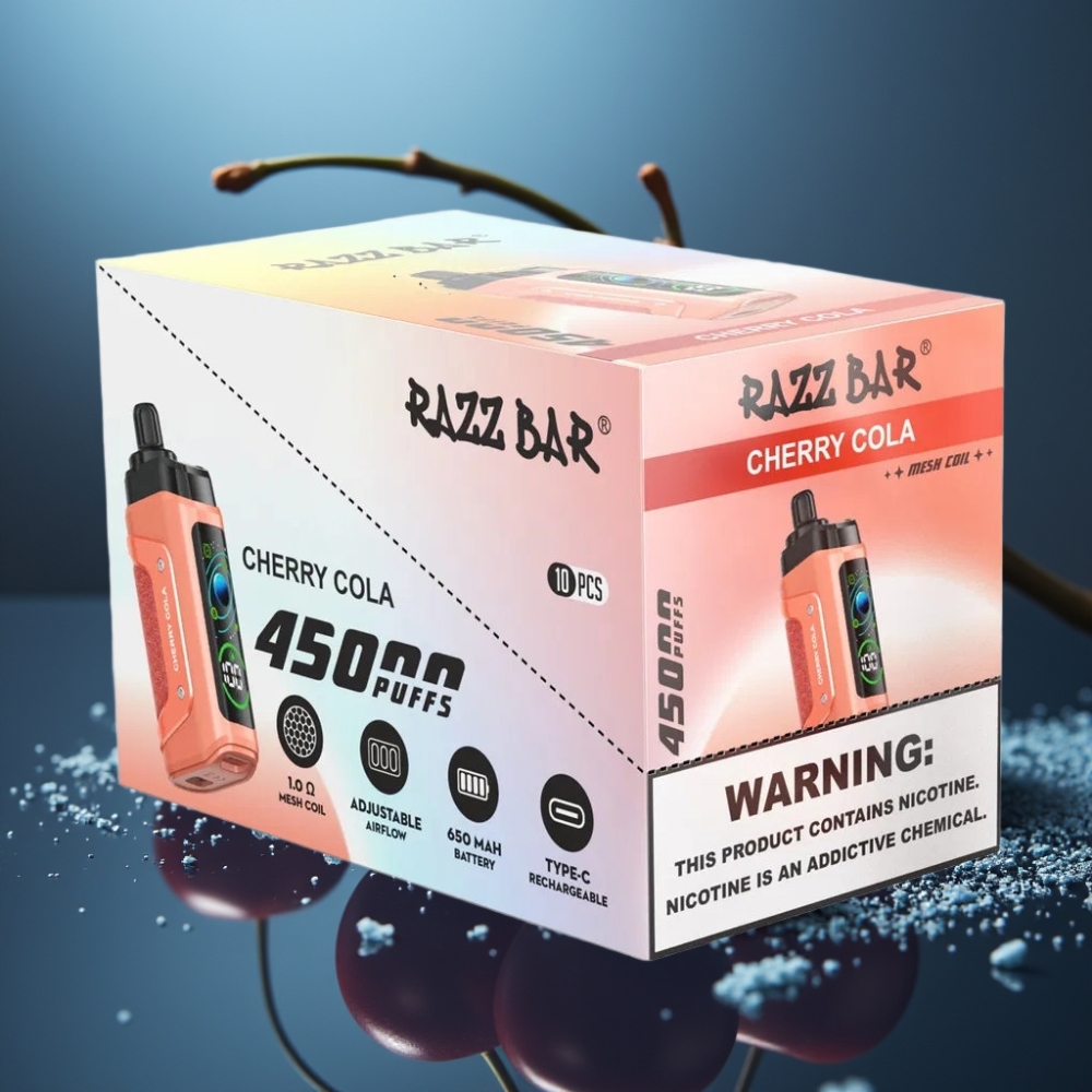 Razz Bar 45000 نفخة شيشة الكرز والكولا الإلكترونية ذات الاستخدام لمرة واحدة