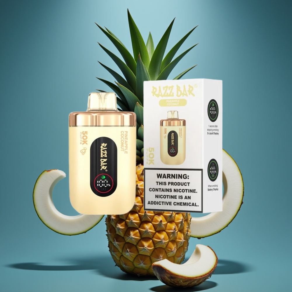 Razz Bar 50000 نفخة - أناناس وجوز الهند - 2% نيكوتين - قابل لإعادة الشحن