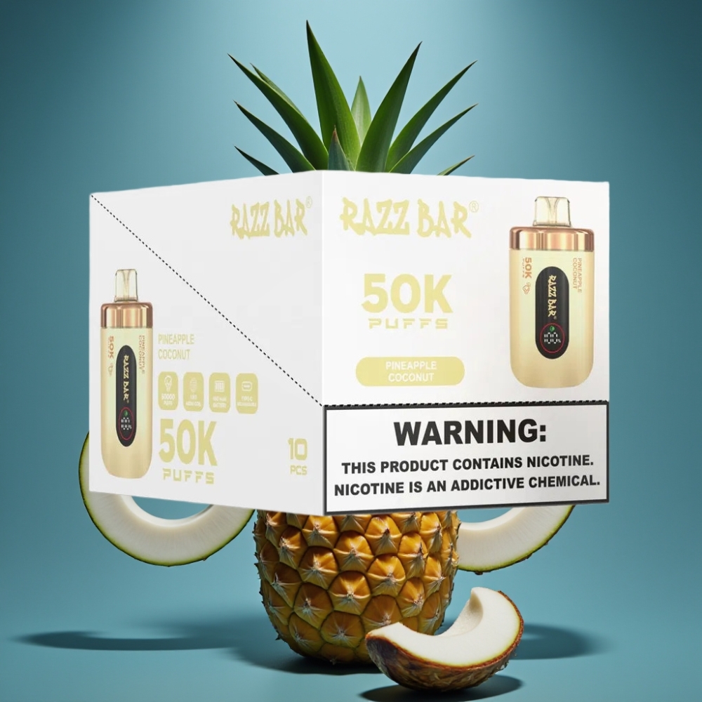 Razz Bar 50000 نفخة - أناناس وجوز الهند - 2% نيكوتين - قابل لإعادة الشحن