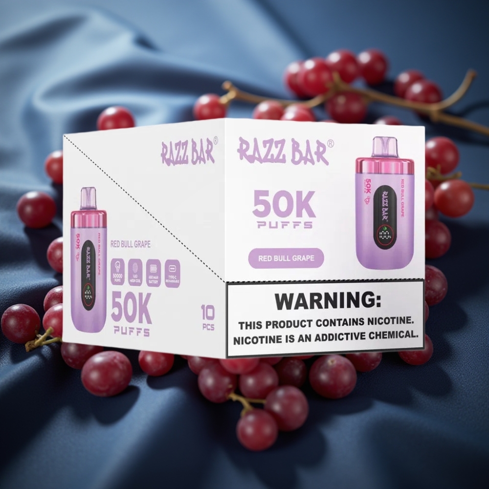 Razz Bar 50000 نفخة - عنب ريد بول - شاحن Type-C - 2% نيكوتين