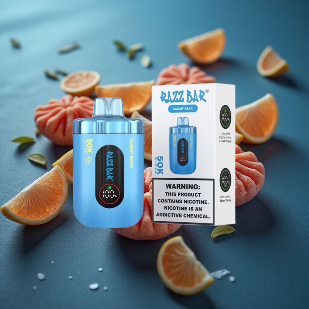Razz Bar 50000 نفخة - فيب قابل للشحن بشاحن Type-C بنكهة الدببة الصمغية