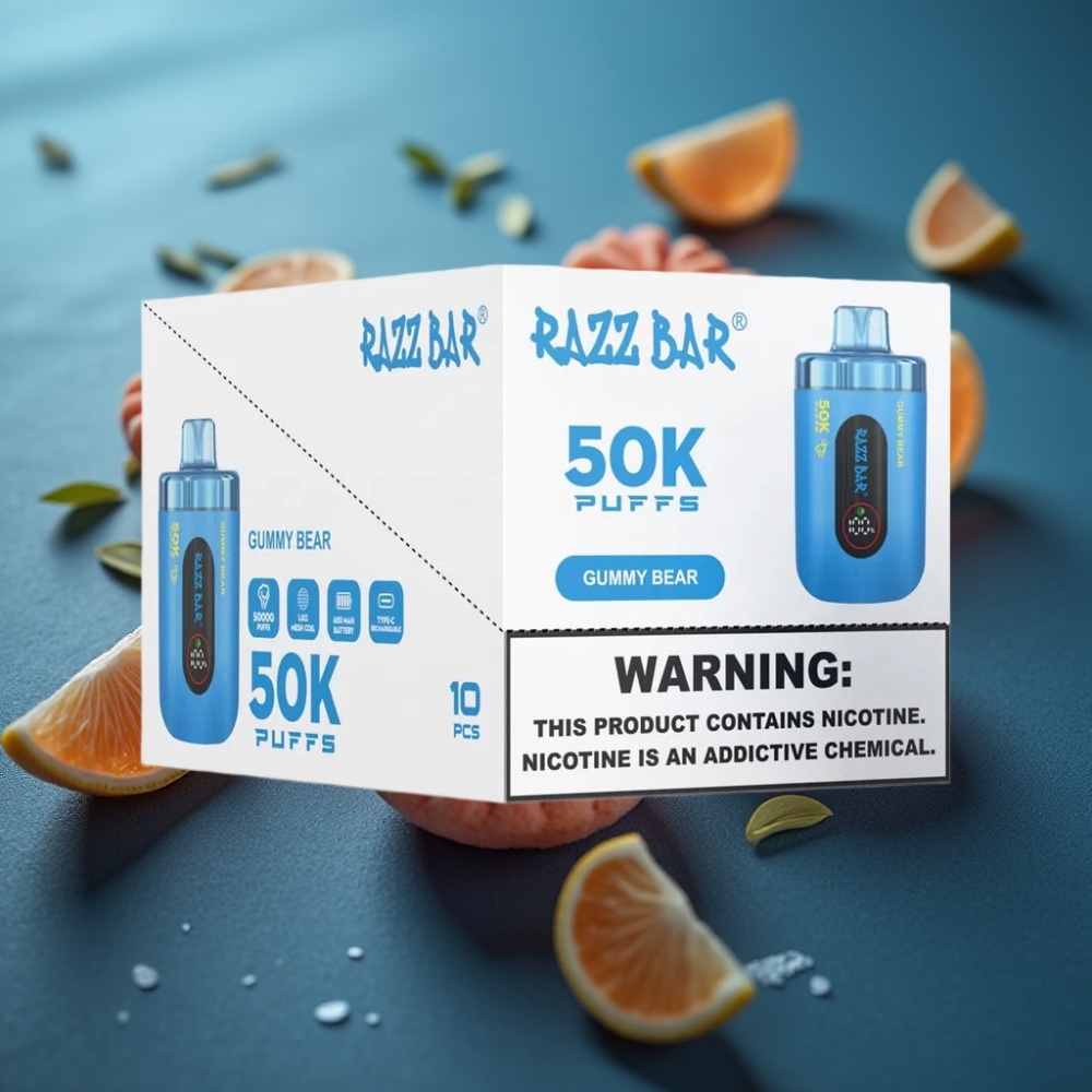 Razz Bar 50000 نفخة - فيب قابل للشحن بشاحن Type-C بنكهة الدببة الصمغية