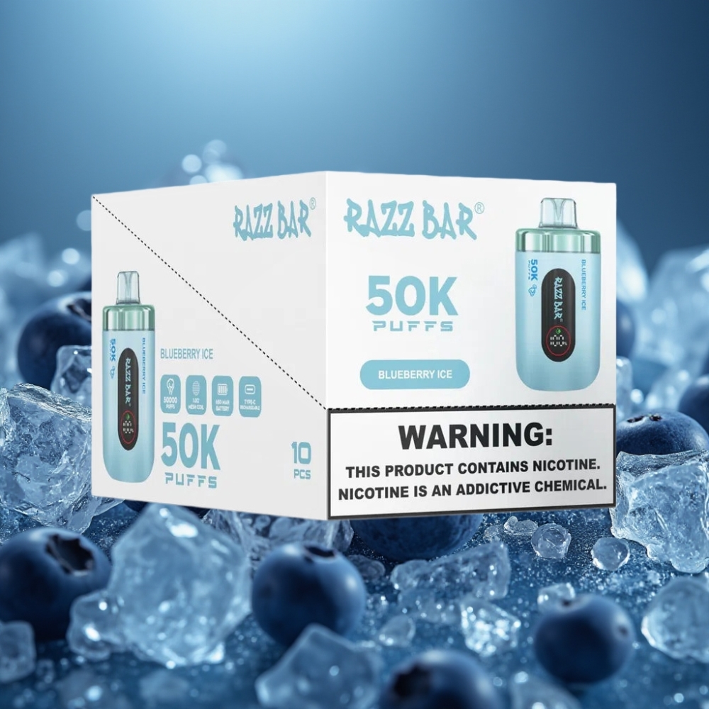 Razz Bar 50K Puffs Disposable Vape - بلوبيري آيس (Blueberry Ice) - 650mAh - 2% نيكوتين
