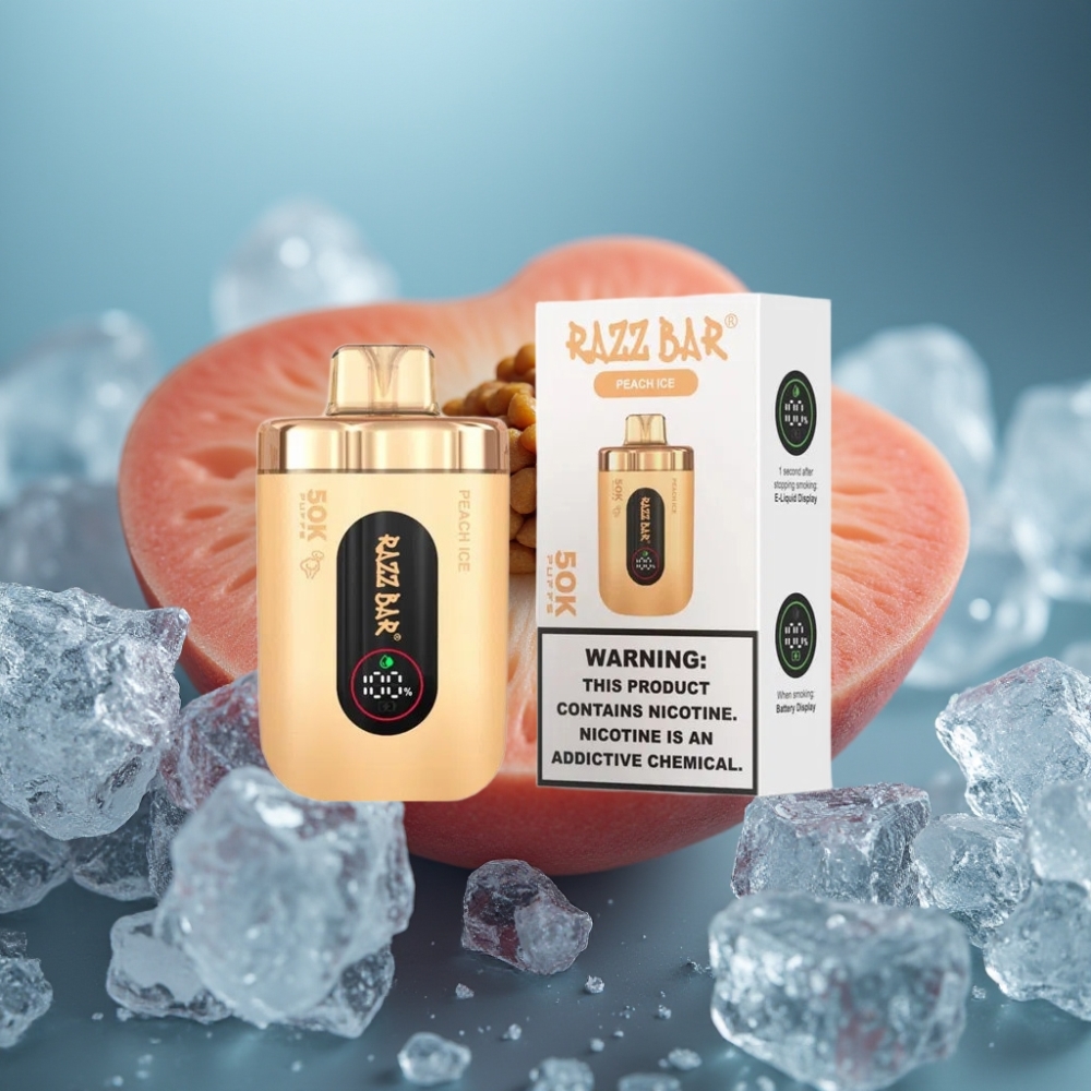 Razz Bar 50K Puffs Disposable Vape بخوخ مثلج (Peach Ice) - 650mAh Type-C