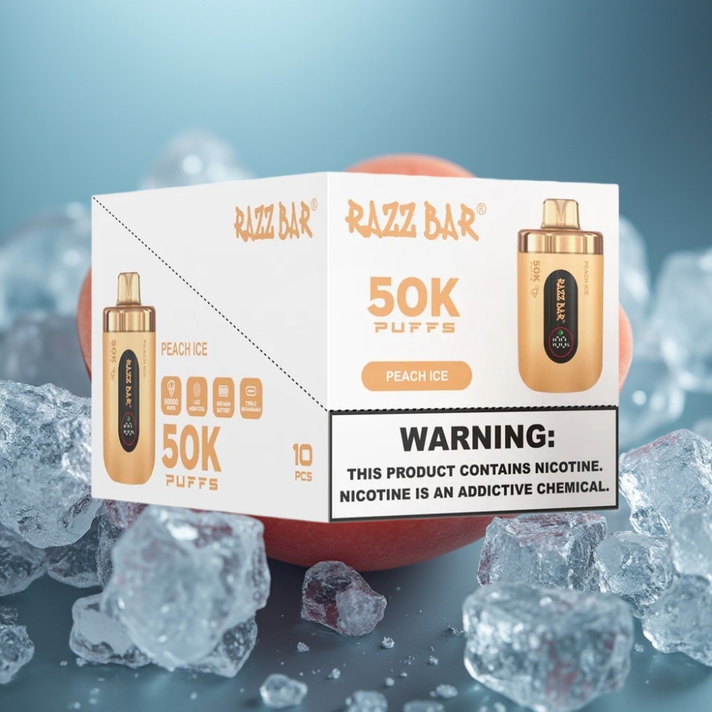 Razz Bar 50K Puffs Disposable Vape بخوخ مثلج (Peach Ice) - 650mAh Type-C